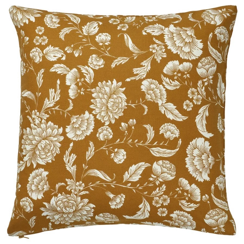 Floral Print Decorative Cushion Covers- Mustard and Cream